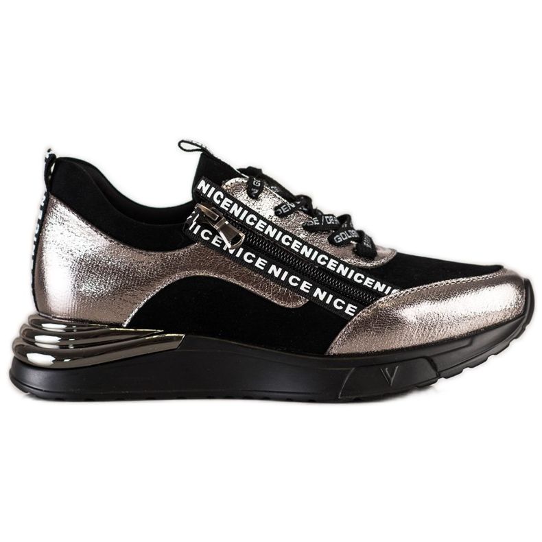 VINCEZA Tennarit vetoketjulla musta kultainen