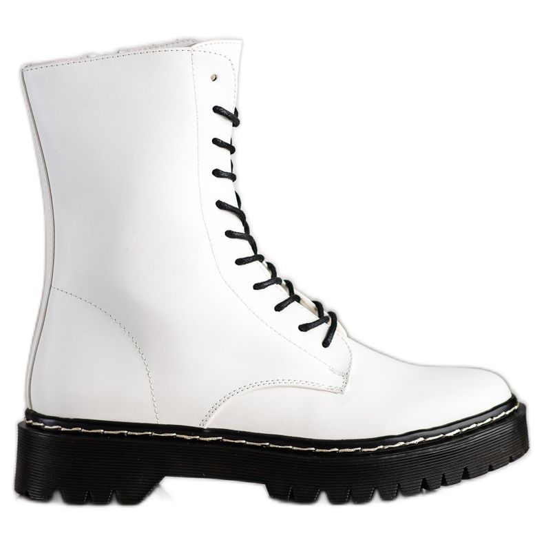 S. BARSKI Nauhalliset saappaat S.BARSKI-alustalla valkoinen