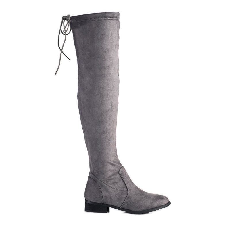 M.Daszyński Ylipolven saappaat tasaisella kantapäällä harmaa