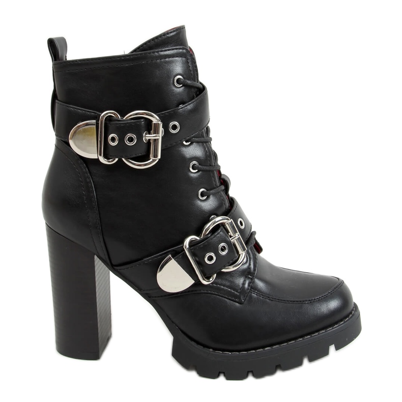 Mustat leveäkorkoiset saappaat M556 Musta