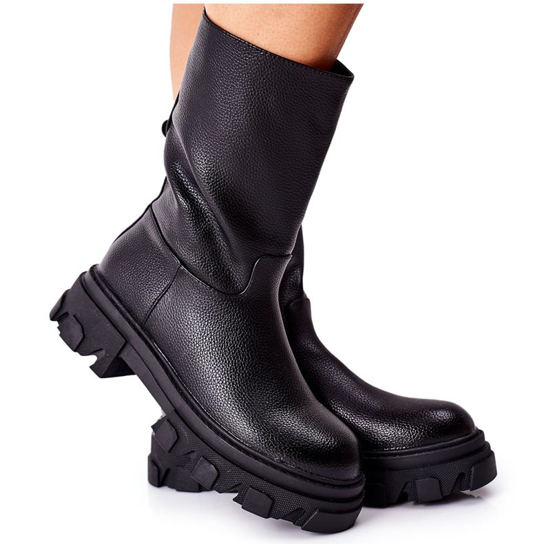 S.Barski Korkeat saappaat mustalla Loren Traperilla