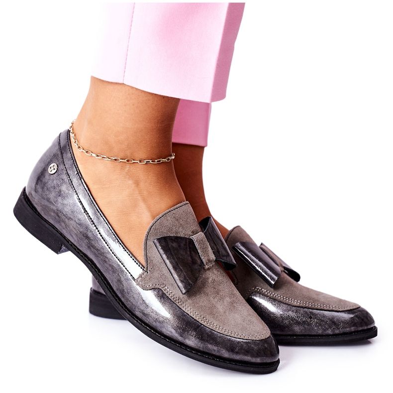 Naisten Brogues Maciejka -lakatut harmaat 04099-03 / 00-1