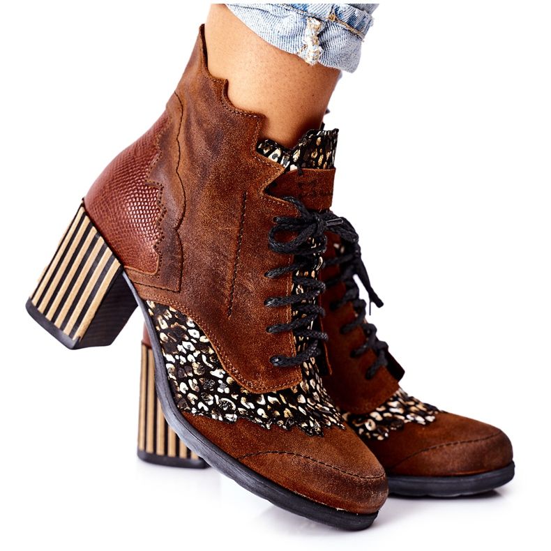 Naisten saappaat Nahka Maciejka Ruskea 03190-02