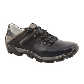 Bednarek Polish Shoes Miesten nahkavaelluskengät 116 tummansininen harmaa