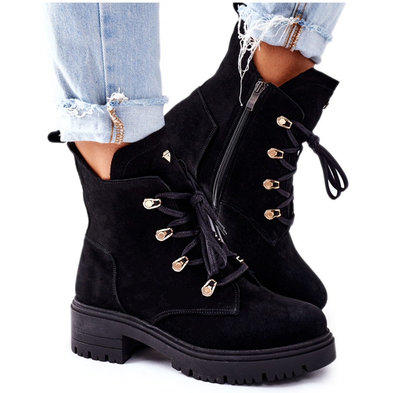 Naisten mokkanahkaiset mustat saappaat Nicole 2674