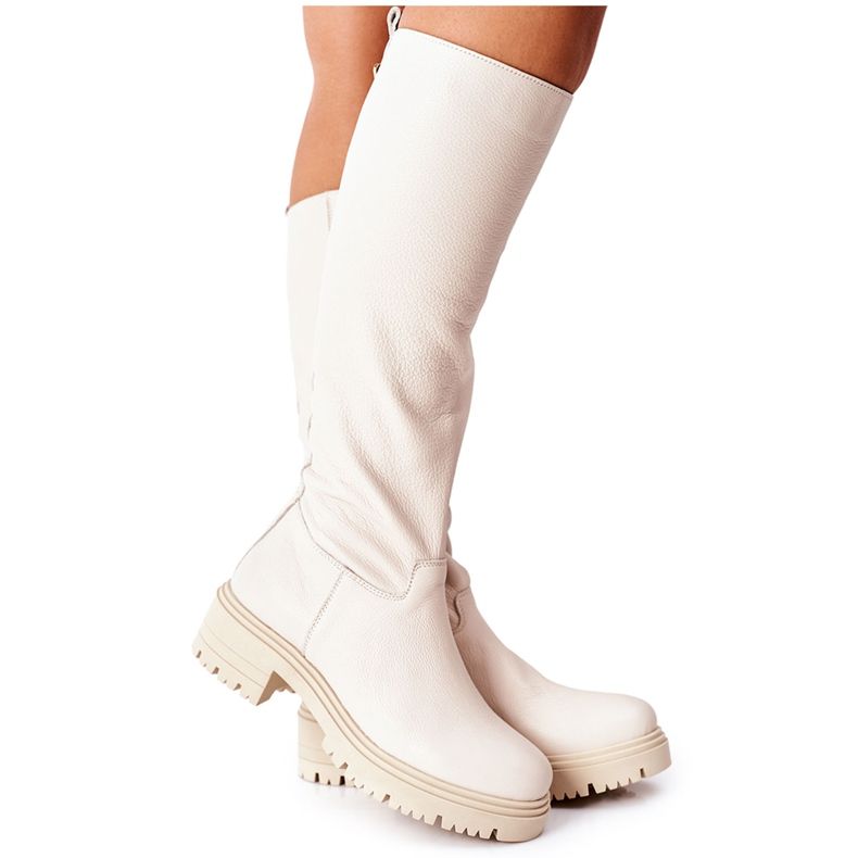 Nahkasaappaat beige Nicole 2685