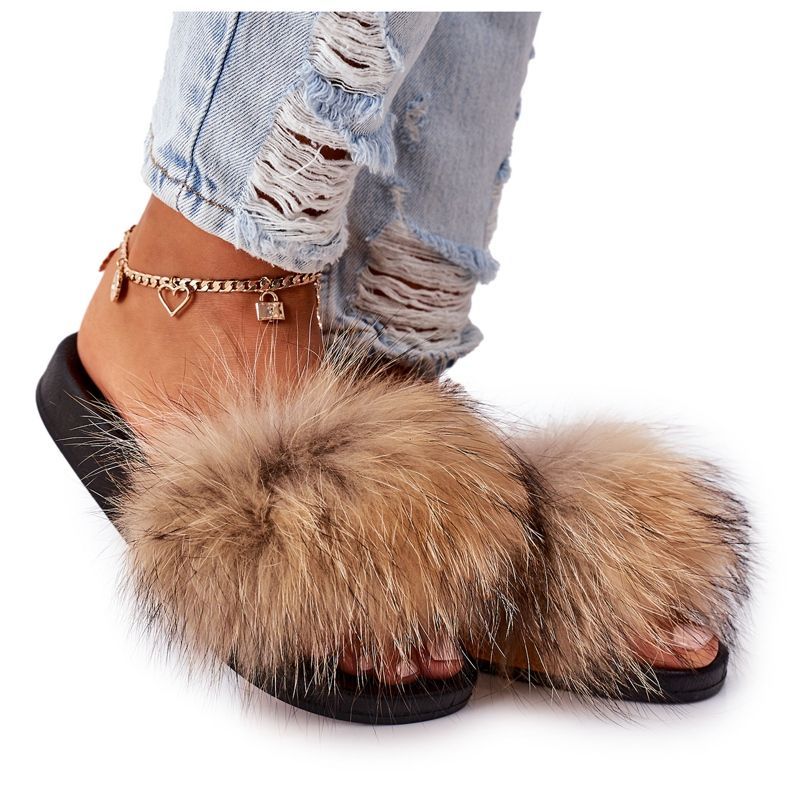 Tossut luonnon turkista Camel Elsa 747 ruskea