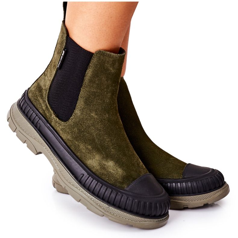 Naisten saapikkaat Chelsea -saappaat Nahkaa Suede Big Star II274355 Khaki vihreä