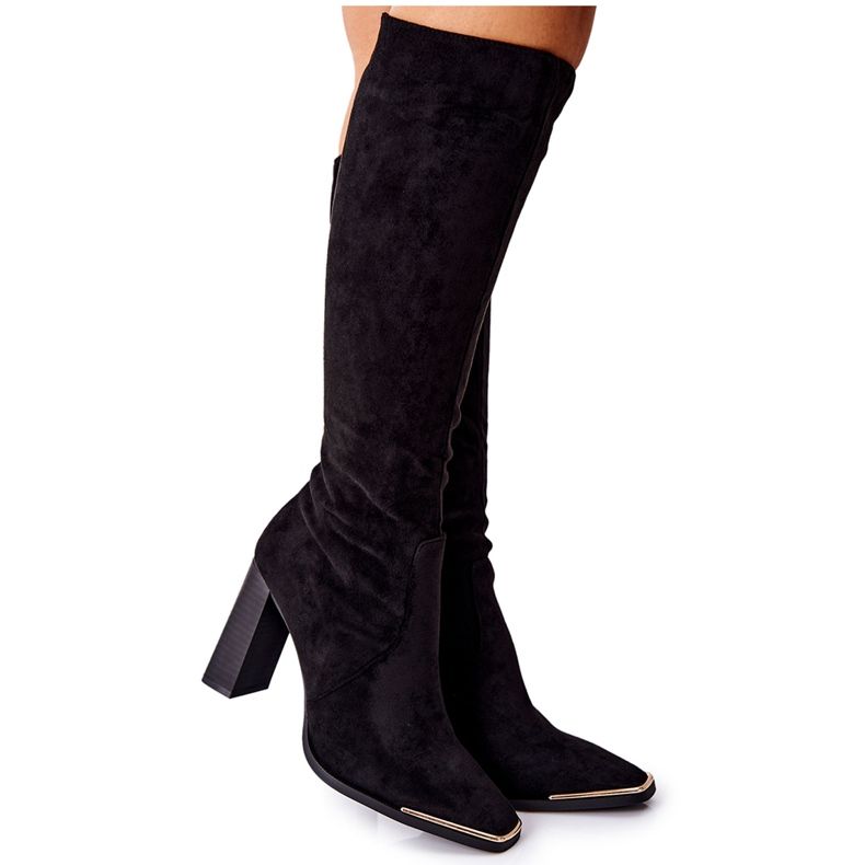 PS1 Naisten lämpimät saappaat kultaiset varvasmusta Puentos