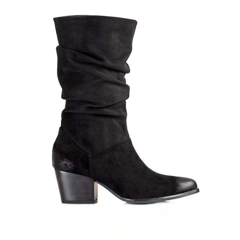 Saappaat, joissa on laskostettu VINCEZA -päällinen musta