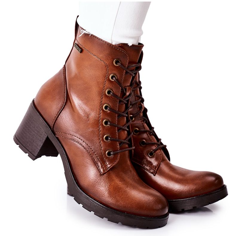 Vinceza Lämpimät naisten saappaat kantapäällä Camel Dunaff ruskea