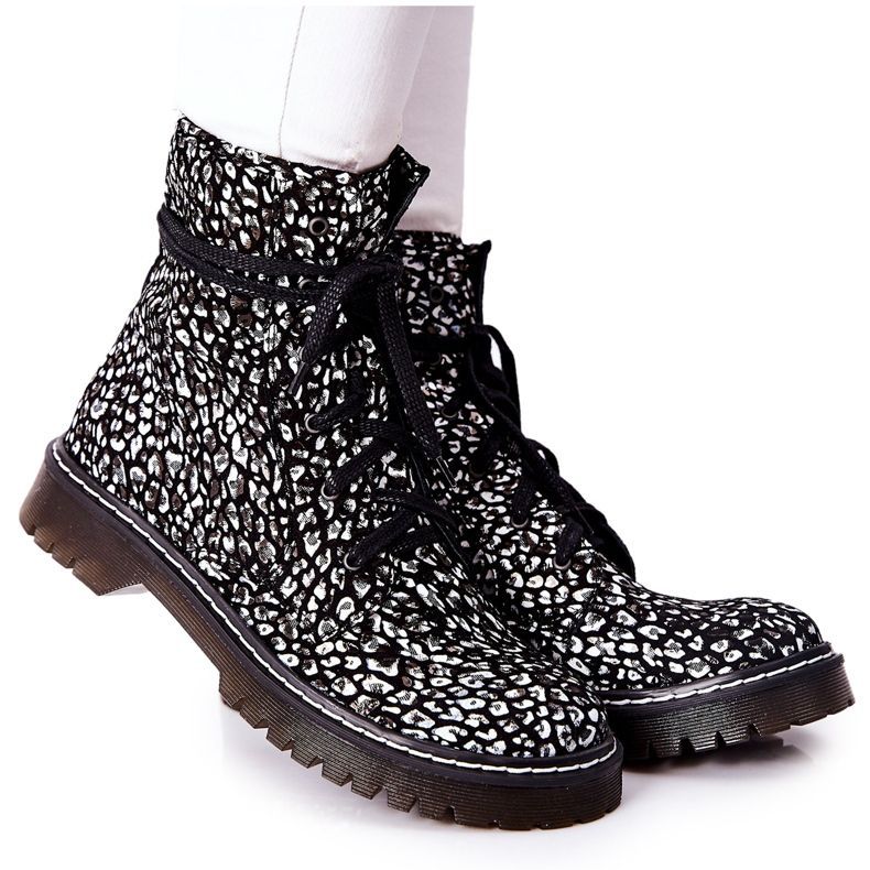 Naisten saappaat Glany Workers Maciejka Musta-Valkoinen 01609-48