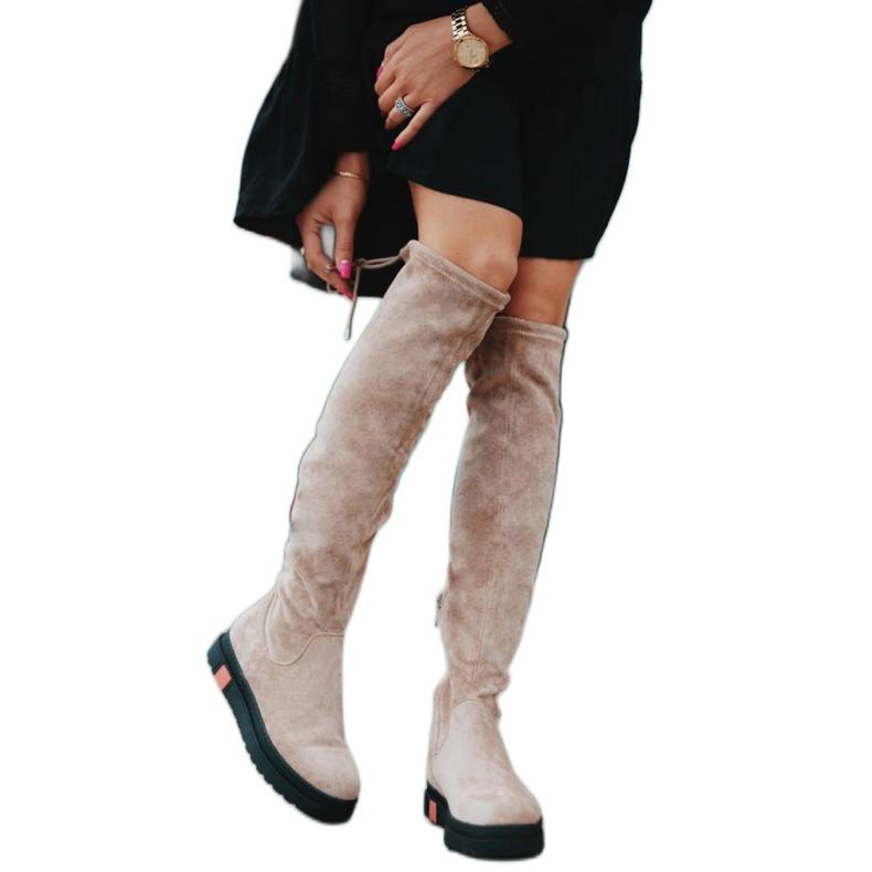 Bei -litteät koristetut saappaat Lia beige