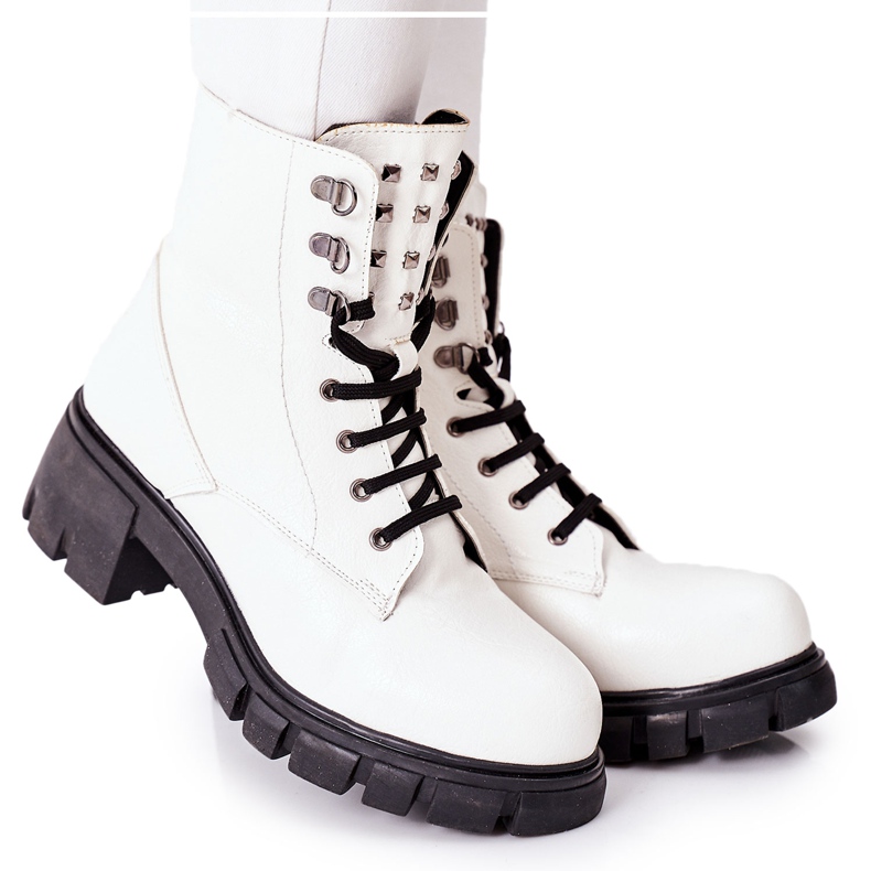 NAVY DOT Naisten saappaat Trapers Glany White Clethra valkoinen