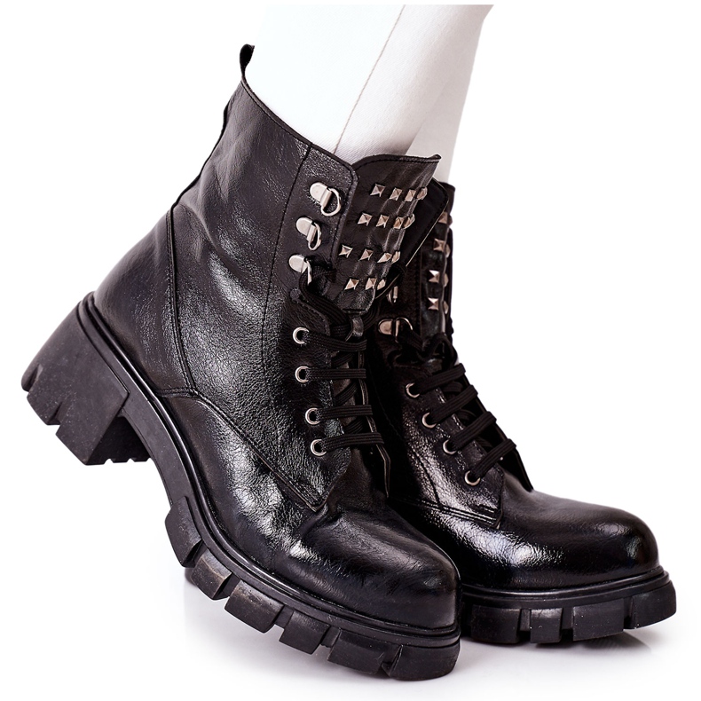 Naisten saappaat Trappers Glany Black Clethra musta