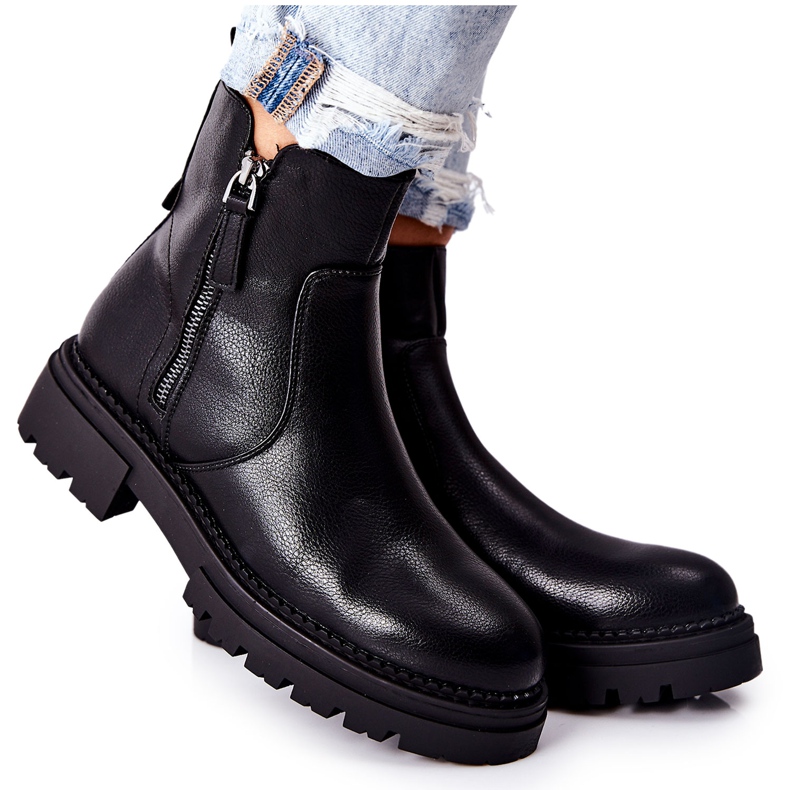 PE1 Mustat Silvan -saappaat vetoketjulla