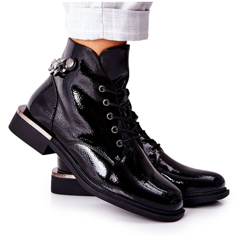 Lakatut lämpimät saappaat Sergio Leone musta BT405