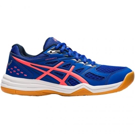 Asics Upcourt 4 W 1072A055 412 lentopallokengät sininen, pinkki sininen