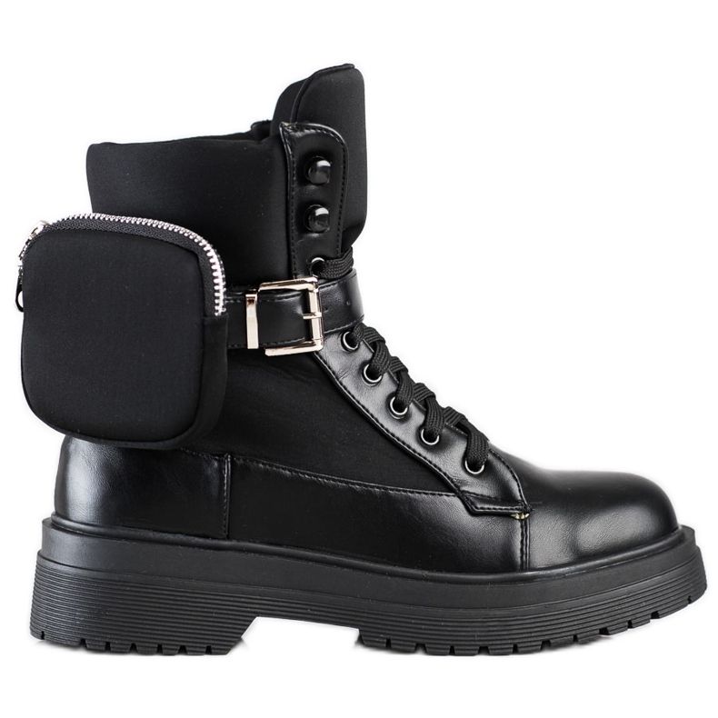 WELLSPRING Mukavat saappaat, joissa tasku musta