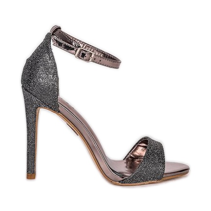 Grafiittisandaalit arvokkaalla korkokengällä musta monivärinen