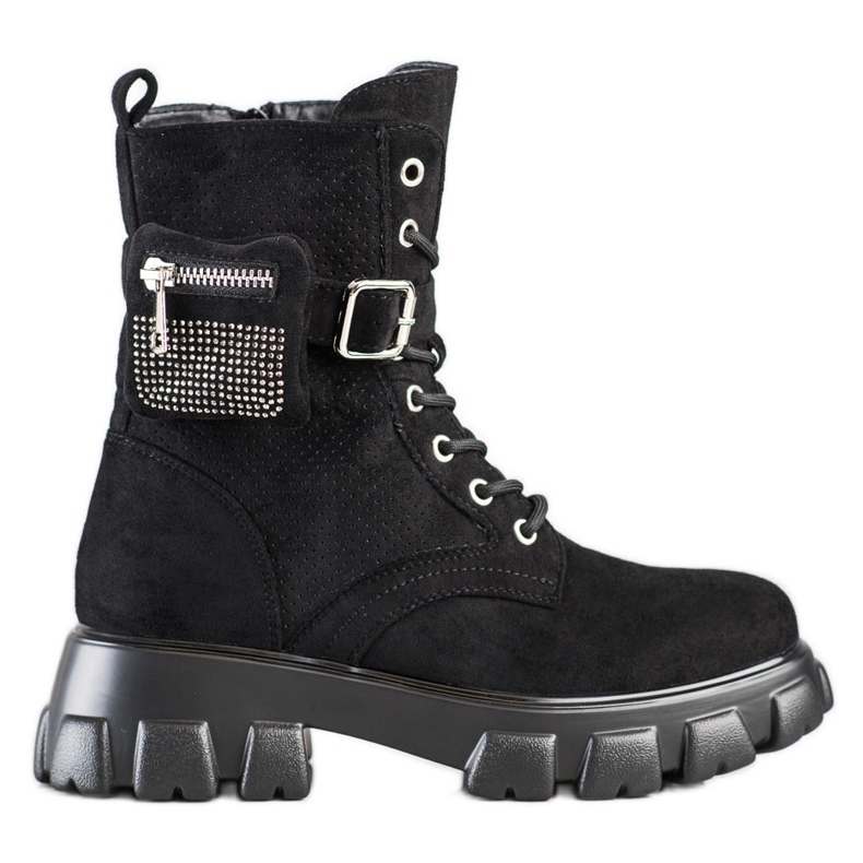 SHELOVET Mokkanahkaiset työsaappaat taskulla musta