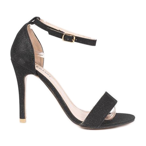 Mustat sandaalit Silver Night -kantapäässä