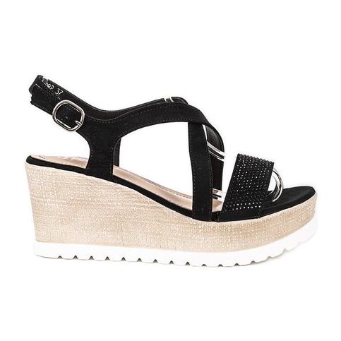 Sadien mustat kiilamaiset sandaalit