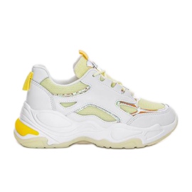 Big Funin valkoiset lenkkarit paksulla pohjalla valkoinen keltainen