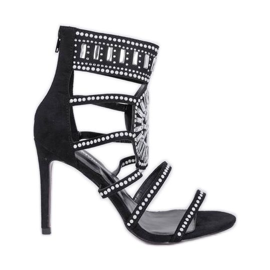 Mustat sandaalit Tishan stiletto -kantapäässä