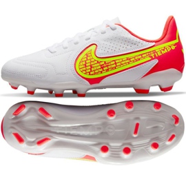 Nike Tiempo Legend 9 Club FG / MG Jr DA1331 176 jalkapallokengät keltainen, valkoinen, monivärinen valkoinen