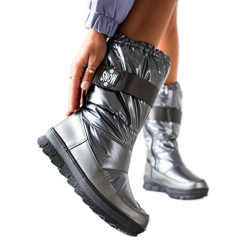 S. BARSKI S.BARSKI kiiltävät lumisaappaat hopea