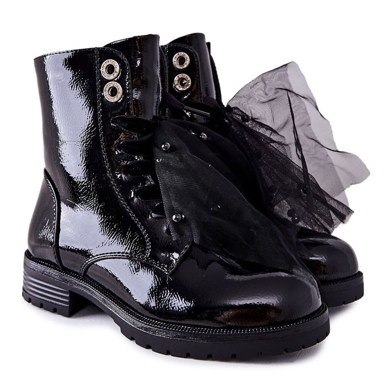 S.Barski Lasten mustat lämpimät lakatut saappaat Semissa