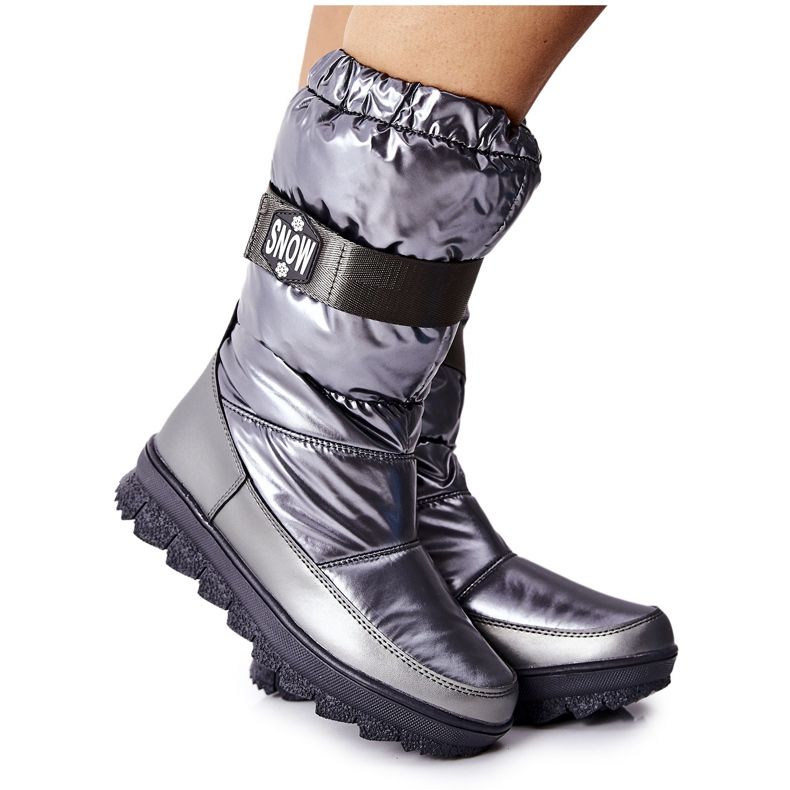 S.Barski Naisten korkeat lämpimät lumikengät harmaa Eunousa hopea