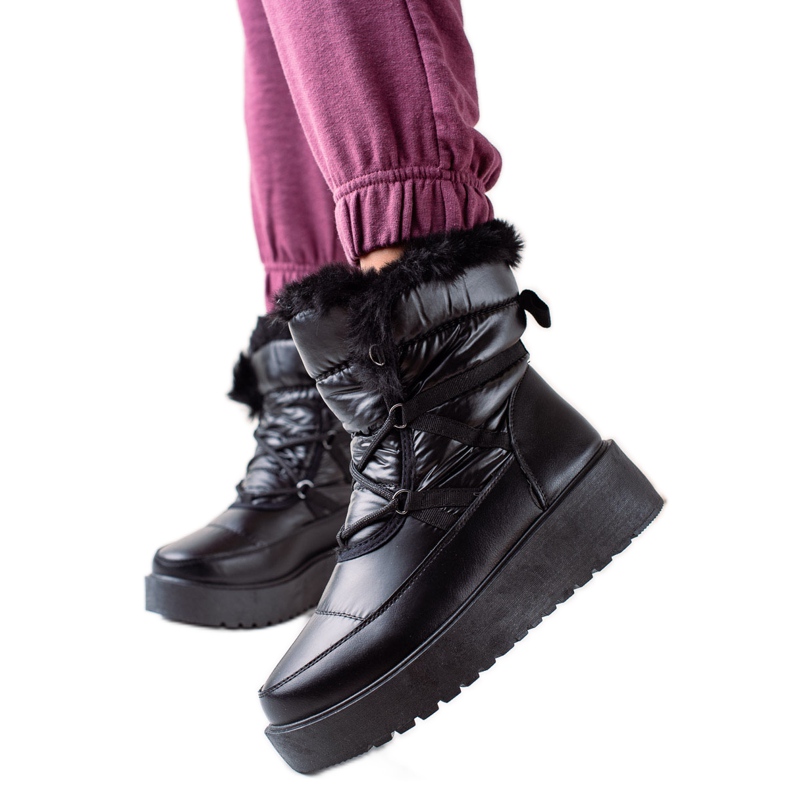 S. BARSKI Czarne Śniegowce S.BARSKI musta