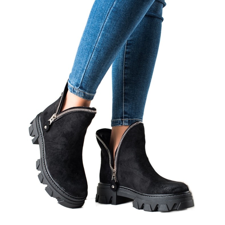 Sweet Shoes Mokkanahkakengät vetoketjulla musta