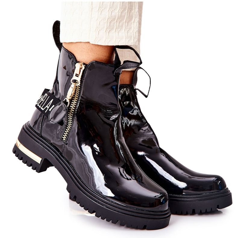 PM1 Klassiset lakatut saappaat mustalla Lorie -raidalla