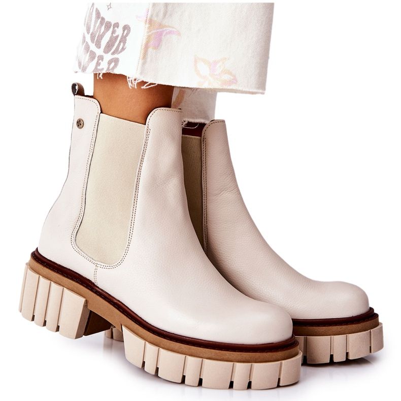 Maciejka Beige nahkatyöntekijöiden saappaat 05312-04