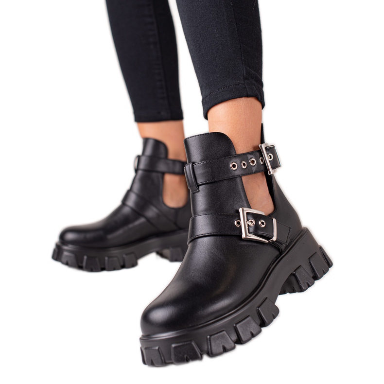 Bestelle Työntekijät leikkauksella ja soljilla musta