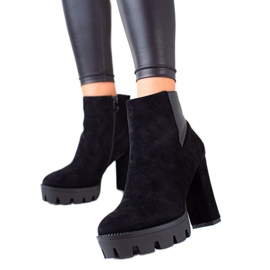 Janessa Tyylikkäät mokkanahkakengät alustalla musta