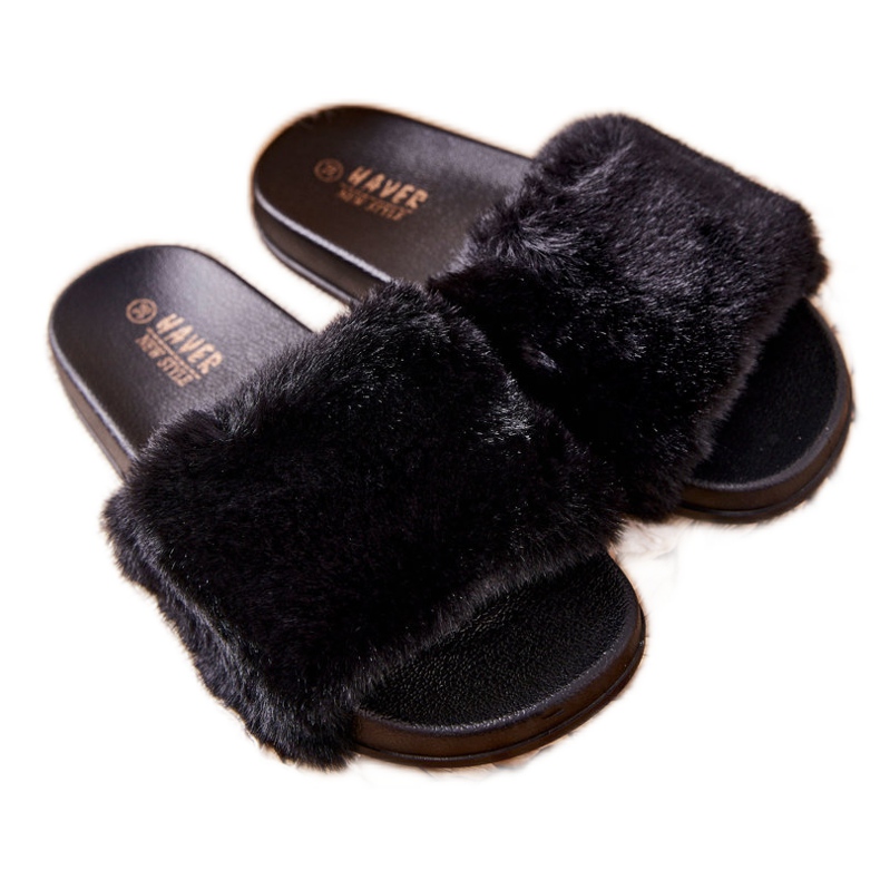 PH1 Muotoillut kumitossut mustalla Emmie -turkiksella