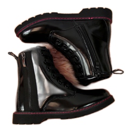 Eristetyt lakatut saappaat Jr EVE327A musta valkoinen