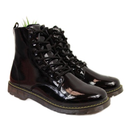 Lämpimät lakatut saappaat Miss❤E Jr EVE251A musta valkoinen