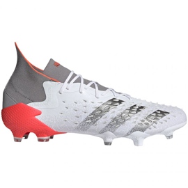 Adidas Predator Freak.1 Fg M FY6255 jalkapallokengät valkoinen, valkoinen, harmaa / hopea valkoinen
