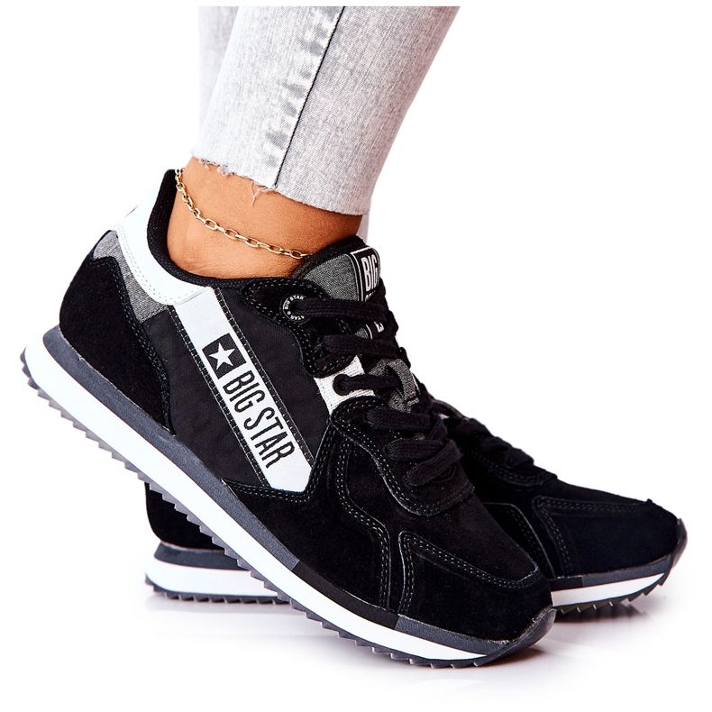 Nahkaiset urheilukengät Big Star II274271 Musta valkoinen