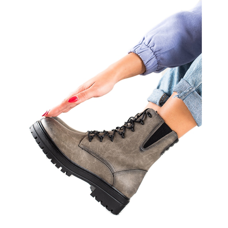 Sergio Leone Pitsi-up työntekijöiden saappaat kuvio harmaa