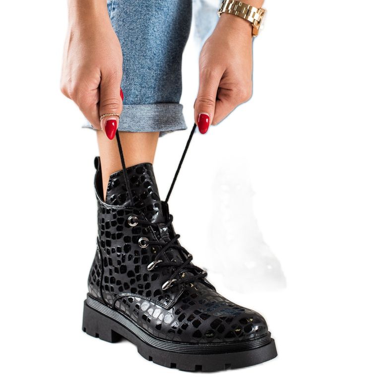 Filippo Kuviolliset nauhasaappaat musta