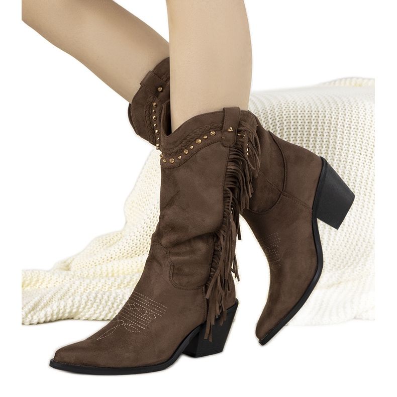 Loneflare ruskea mokkanahka boho cowboy saappaat