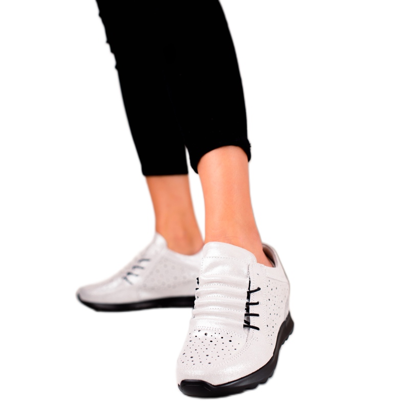 Nahkaiset kiilakengät VINCEZA valkoinen