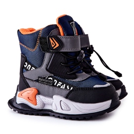 PJ2 Lämmin saappaat Velcro Navy Blue-Grey Darel musta tummansininen oranssi