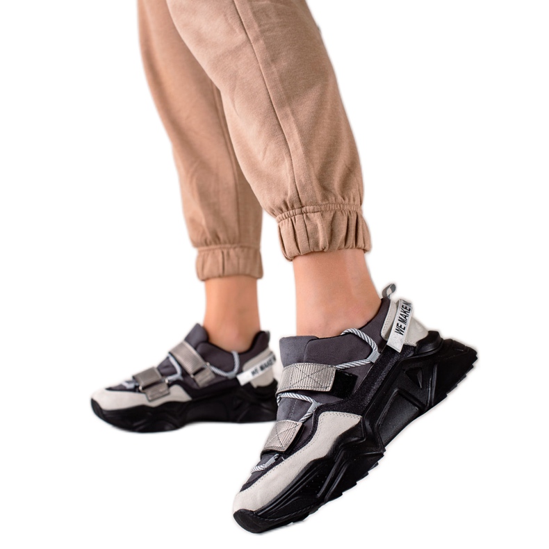 TRENDI Velcro -muoti lenkkarit beige musta harmaa